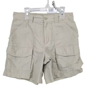 Columbia PFG Men's 30x6 Cargo Shorts Elastic Waist Khaki Omni-Shade Fishing Gear